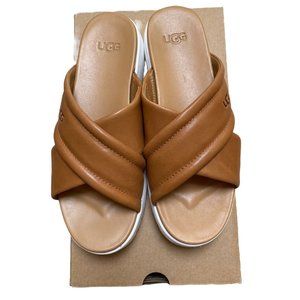 Ugg sandals sz 5 Womens Zayne Crossband Tan Brown Platform Shoes slides New
